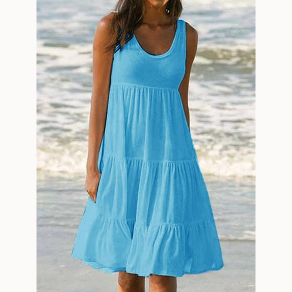 Emma | Women’s Boho Sleeveless Tiered Midi Dress