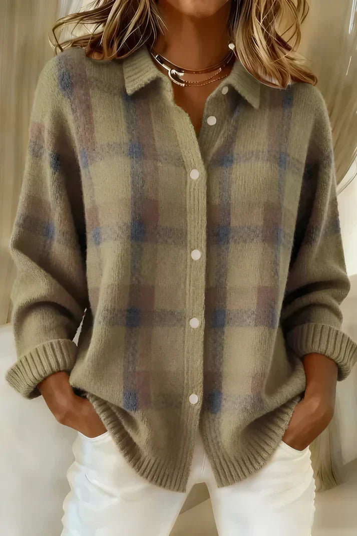 GISÈLE – SOFT CHECKED KNIT BLOUSE