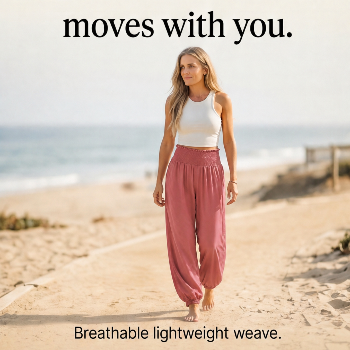 Breesa – Smocked High-Waist Summer Pants