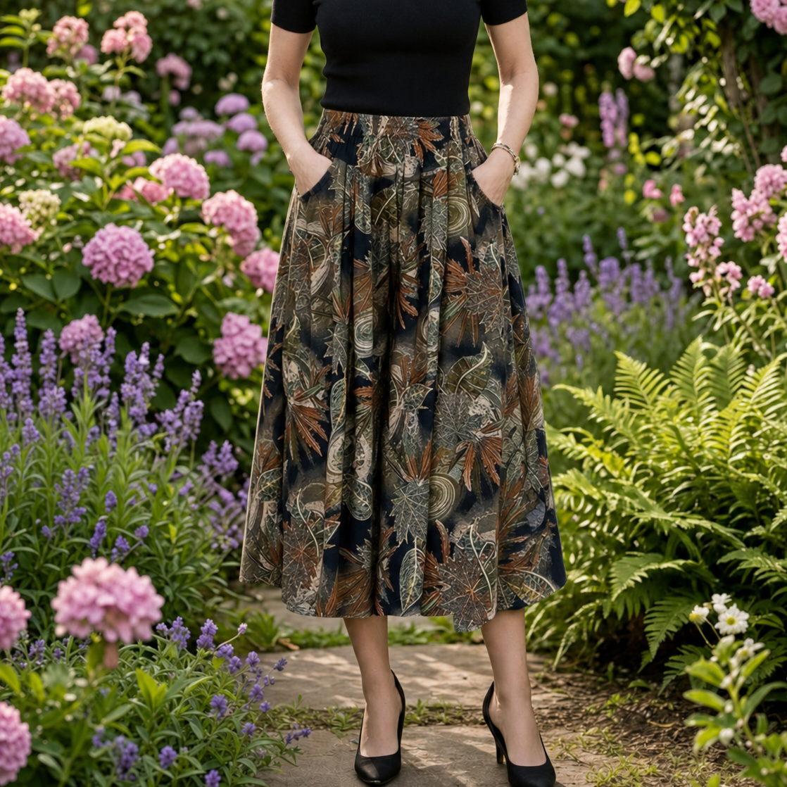 Florenza – Wide-Leg Flowy Summer Capri Pants with Elastic Waist & Pockets