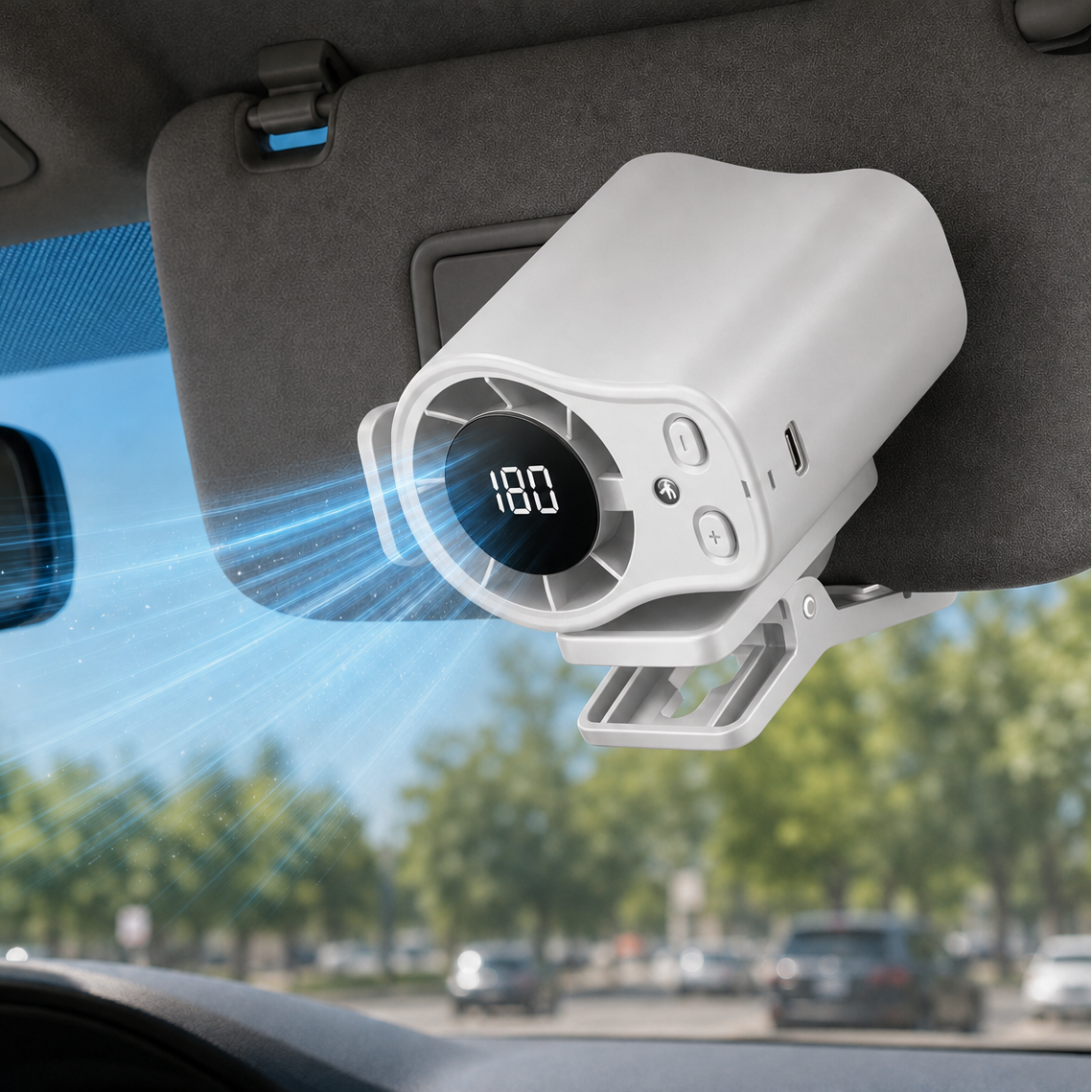 Coolnix – Portable Clip On Car Fan with LED Display