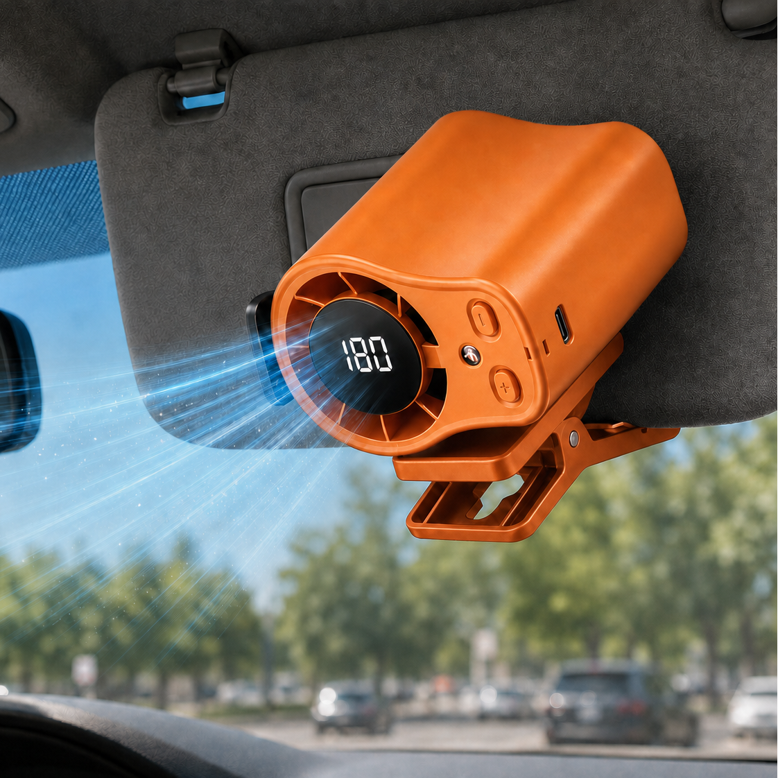 Coolnix – Portable Clip On Car Fan with LED Display