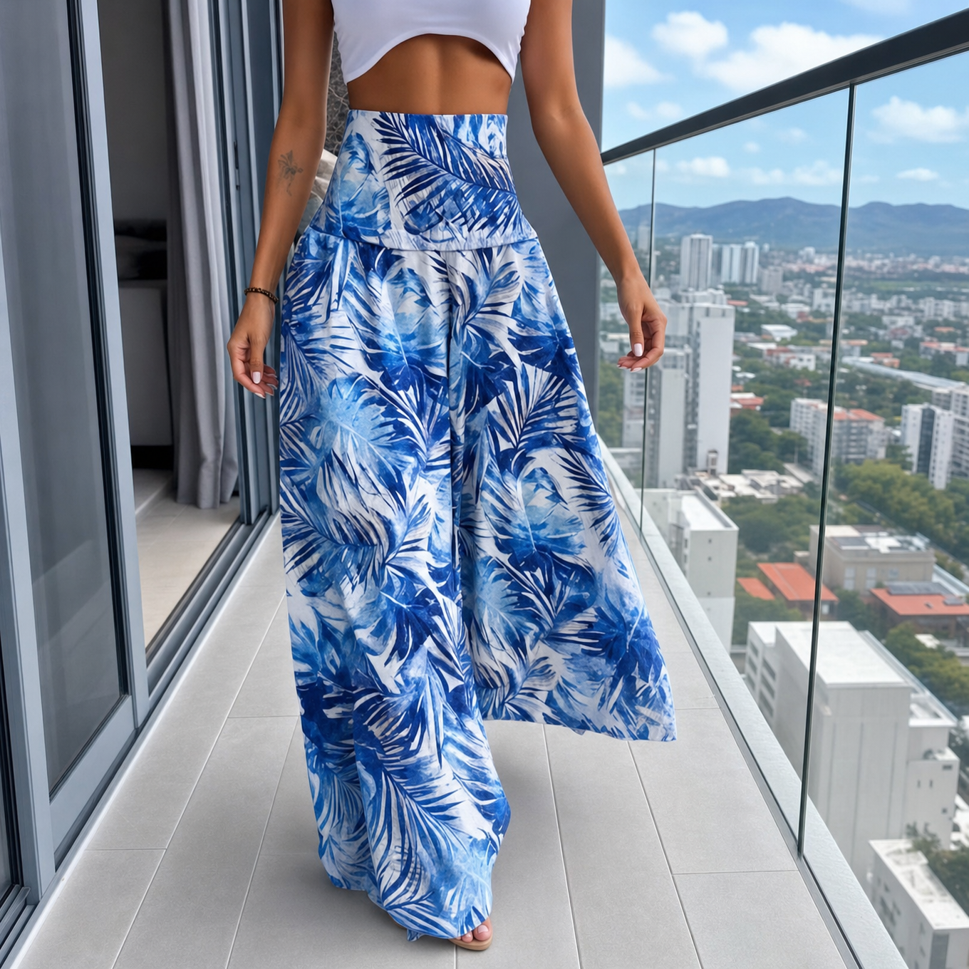 Floressa – Smocked High-Waist Floral Maxi Skirt with Flowy A-Line Sweep