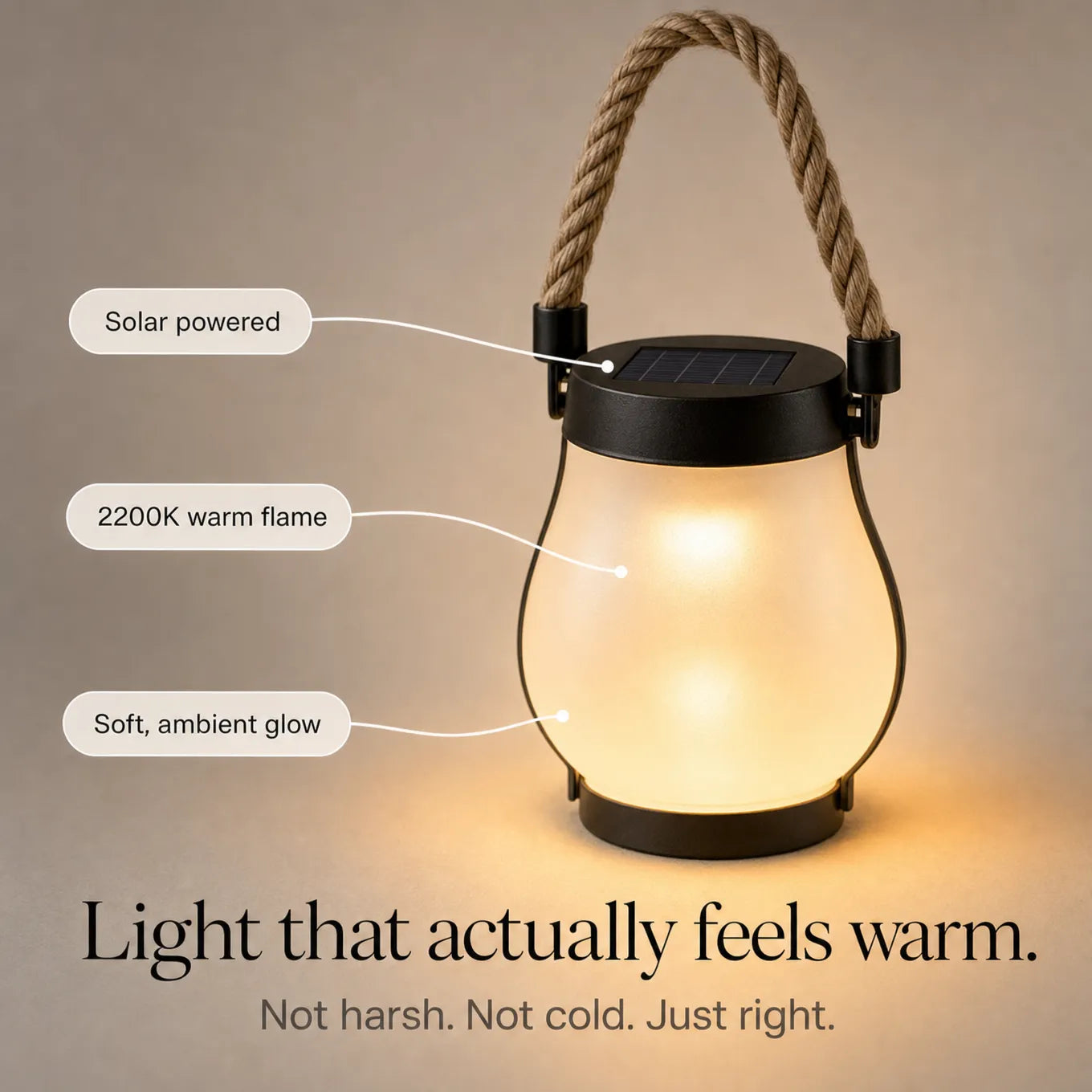 Lumvera – Nordic Solar Lantern with Flame Effect and Rope Handle