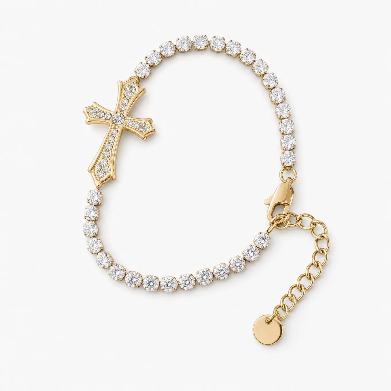 Lumière – Pavé Zircon Cross Tennis Bracelet in Silver or Gold