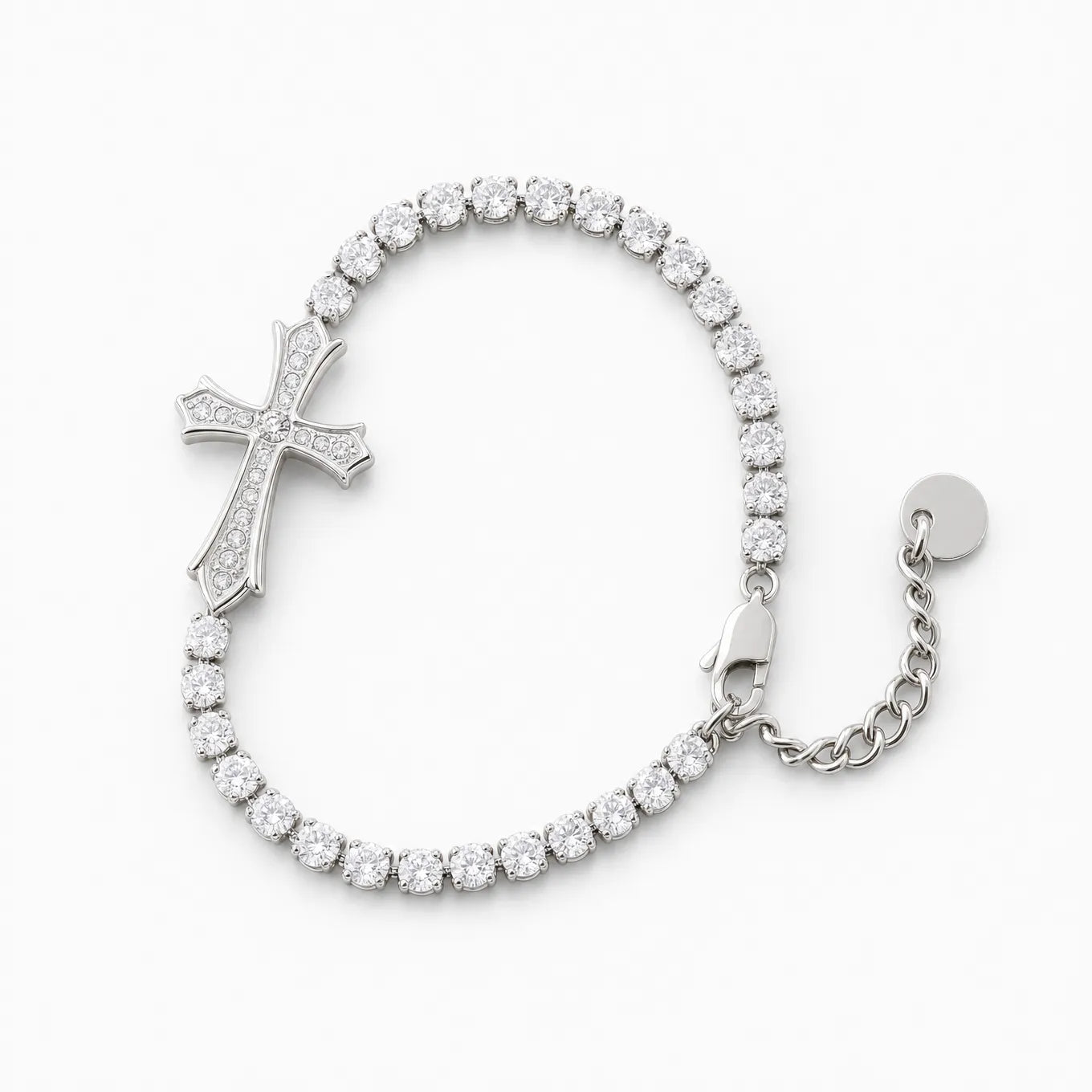 Lumière – Pavé Zircon Cross Tennis Bracelet in Silver or Gold
