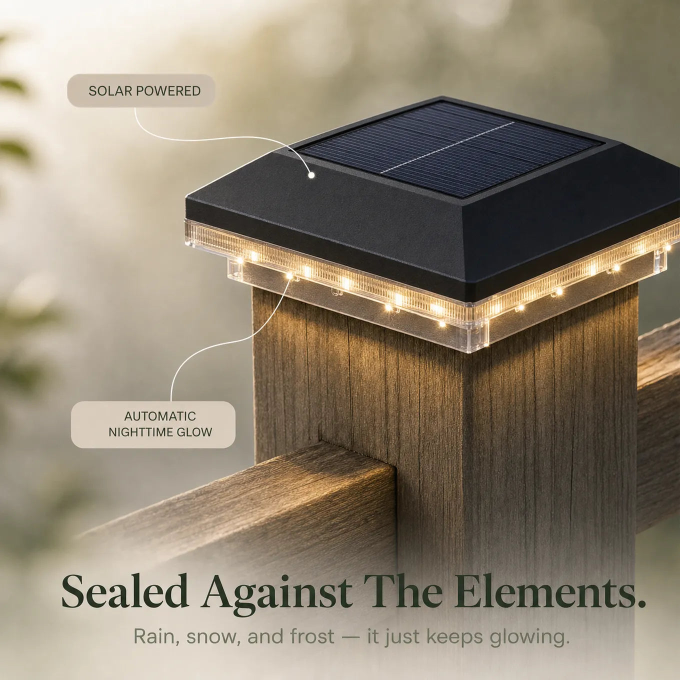 Glowmere – Solar Post Cap Lights Warm White Outdoor (2-Pack)