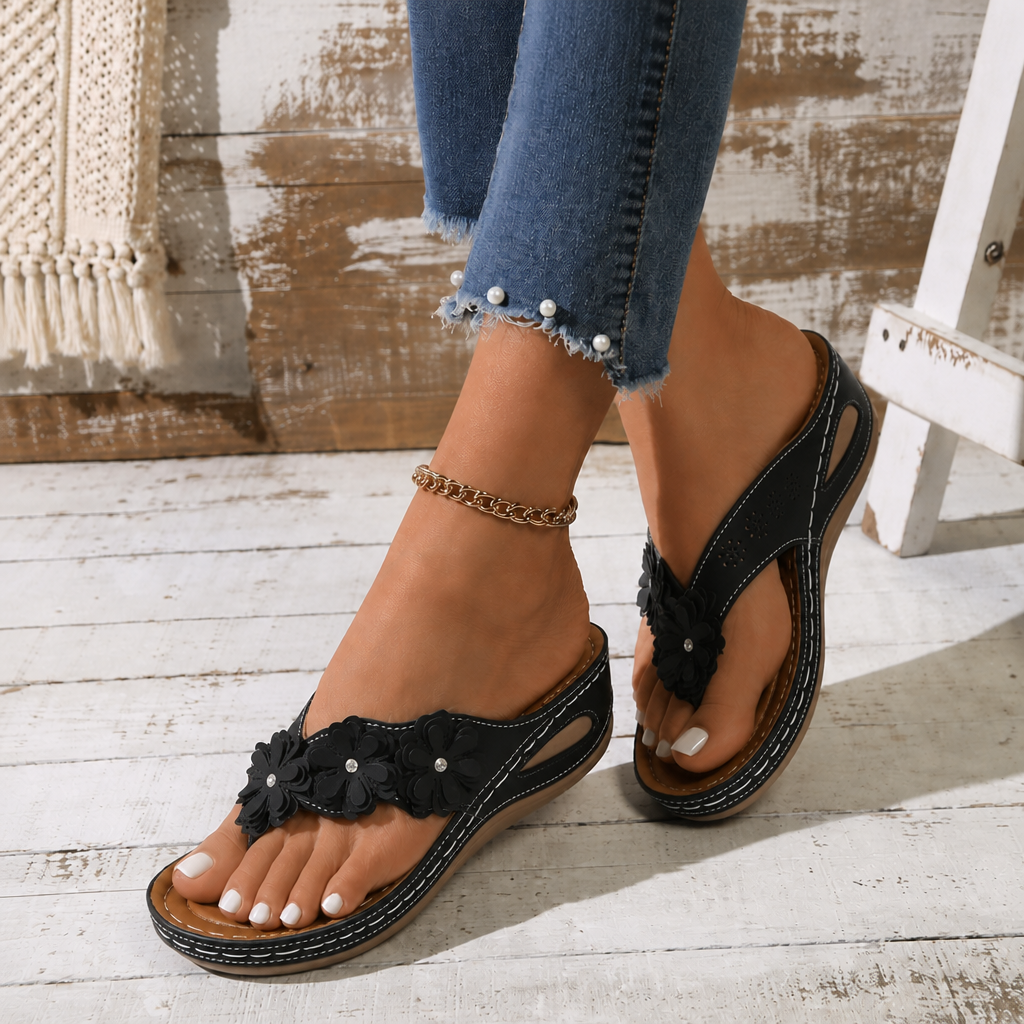 Florenza – Floral Wedge Sandals for Women, Cushioned Comfort
