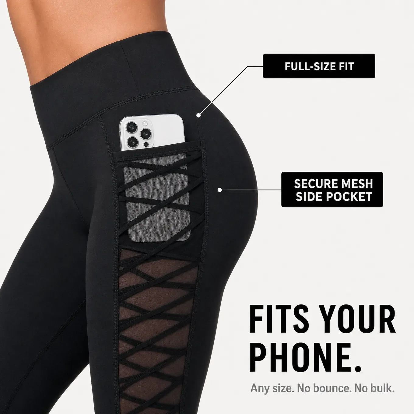 Flexora – High Waist Mesh-like Side Capri Leggings with Phone Pocket