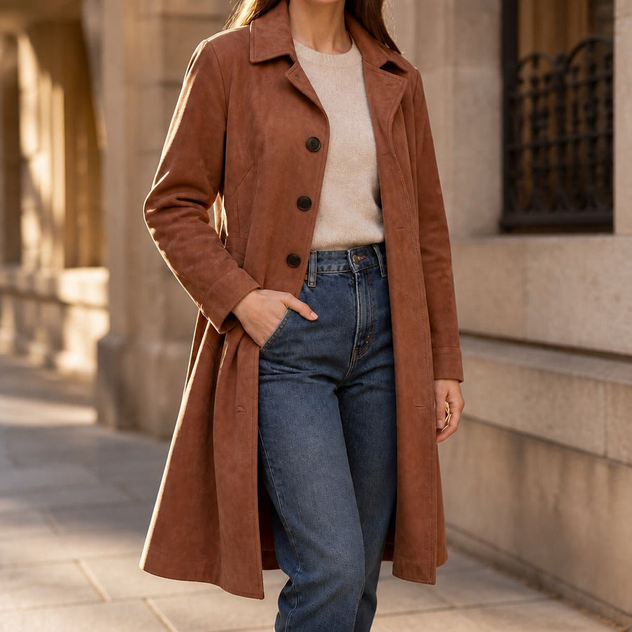 Draperie – Suede Trench That Moves With You, Not Around You