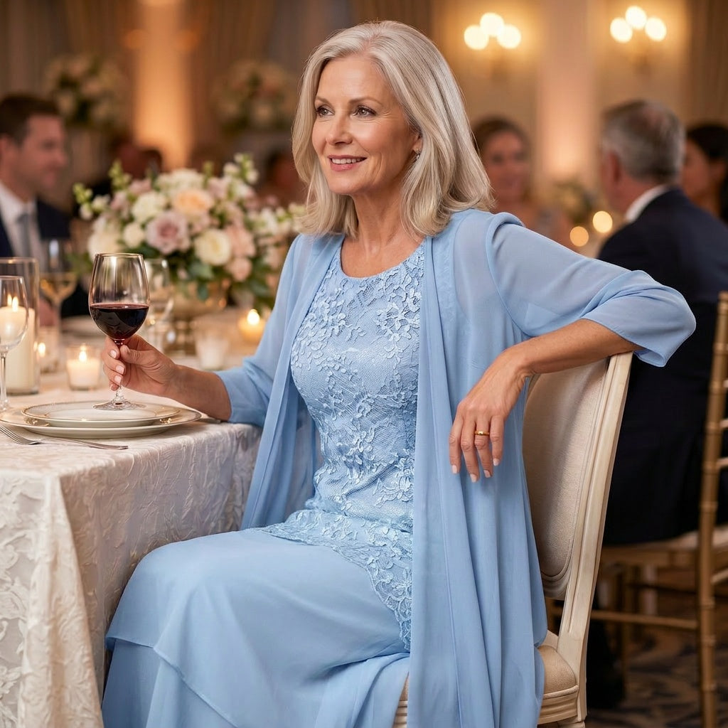 Florenza – Women's Elegant Lace and Chiffon Dress Set
