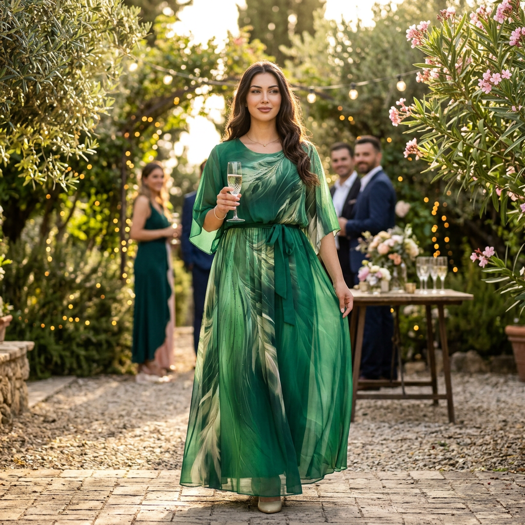 Aurelinea – Women's Painted Chiffon Maxi Dress