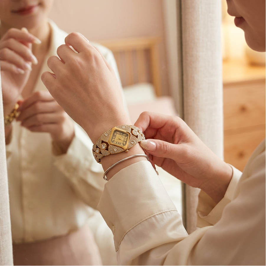 Lastfive – Rhombus Crystal Dial Link Bracelet Watch