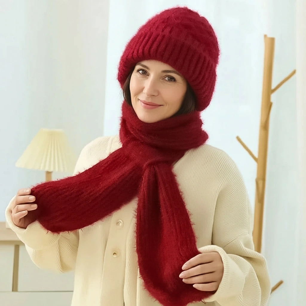 Fleece-Lined Windproof Hat & Scarf with Integrated Ear Protection