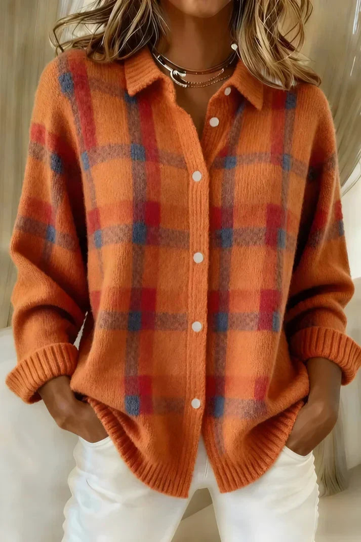 GISÈLE – SOFT CHECKED KNIT BLOUSE