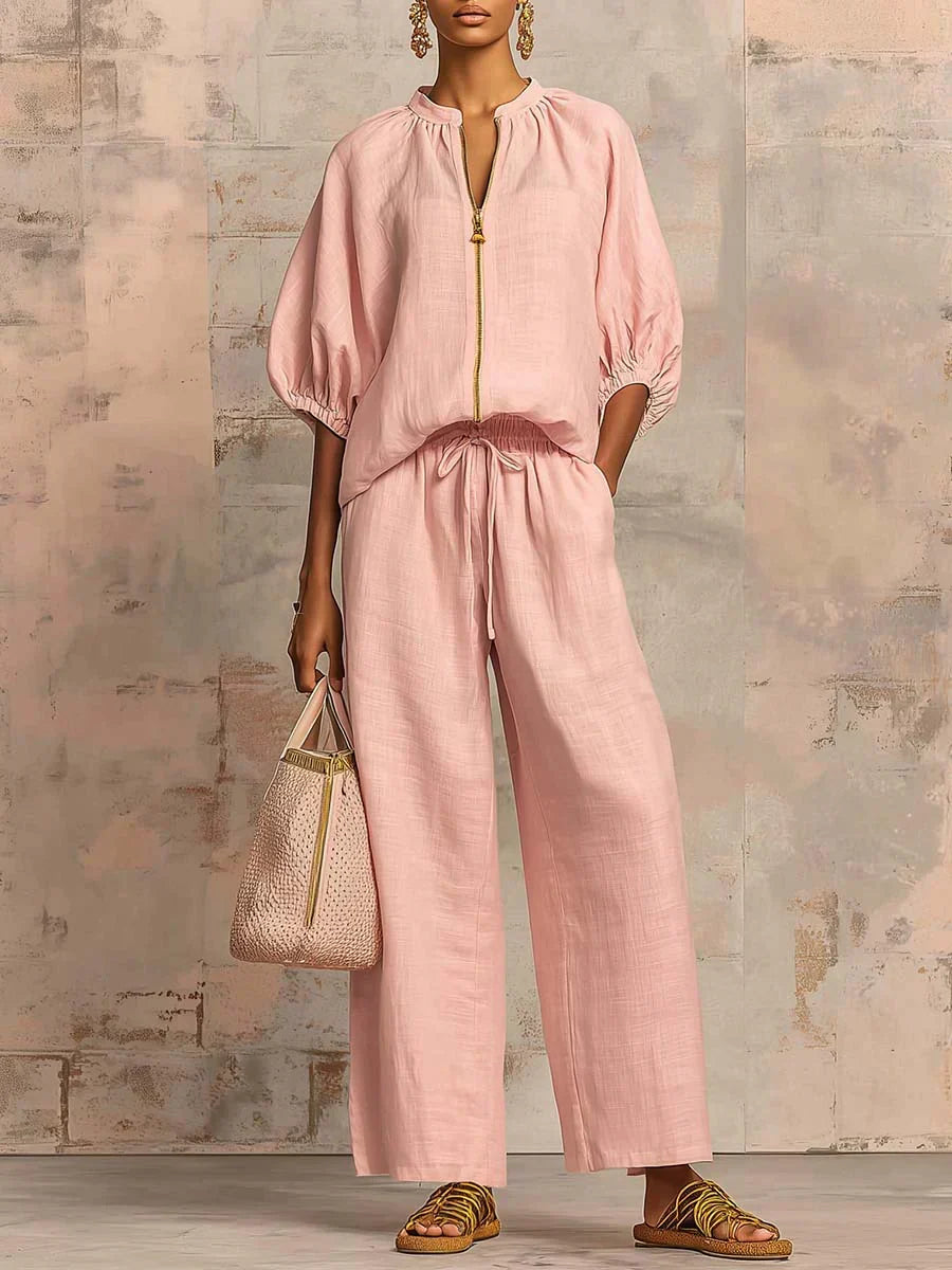 Alba | Relaxed Button-Up Shirt and Coordinated Wide-Leg Pants