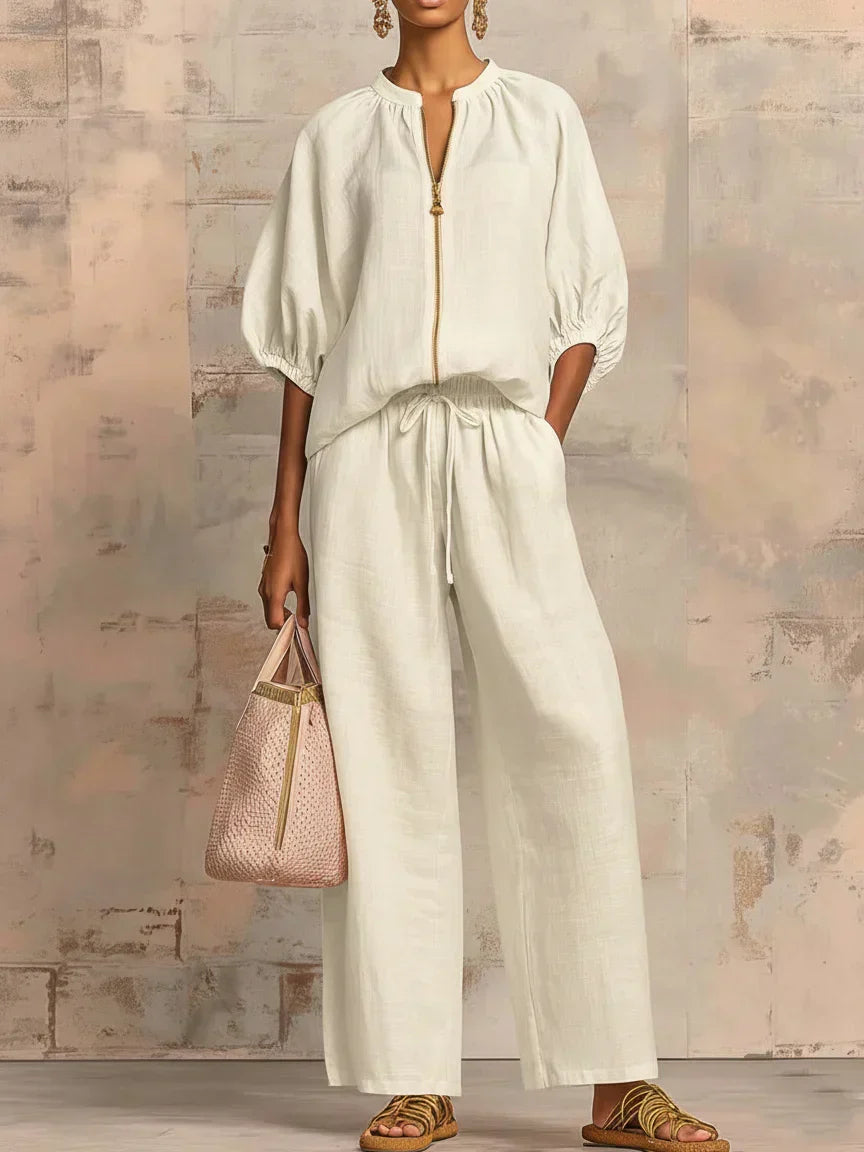Alba | Relaxed Button-Up Shirt and Coordinated Wide-Leg Pants