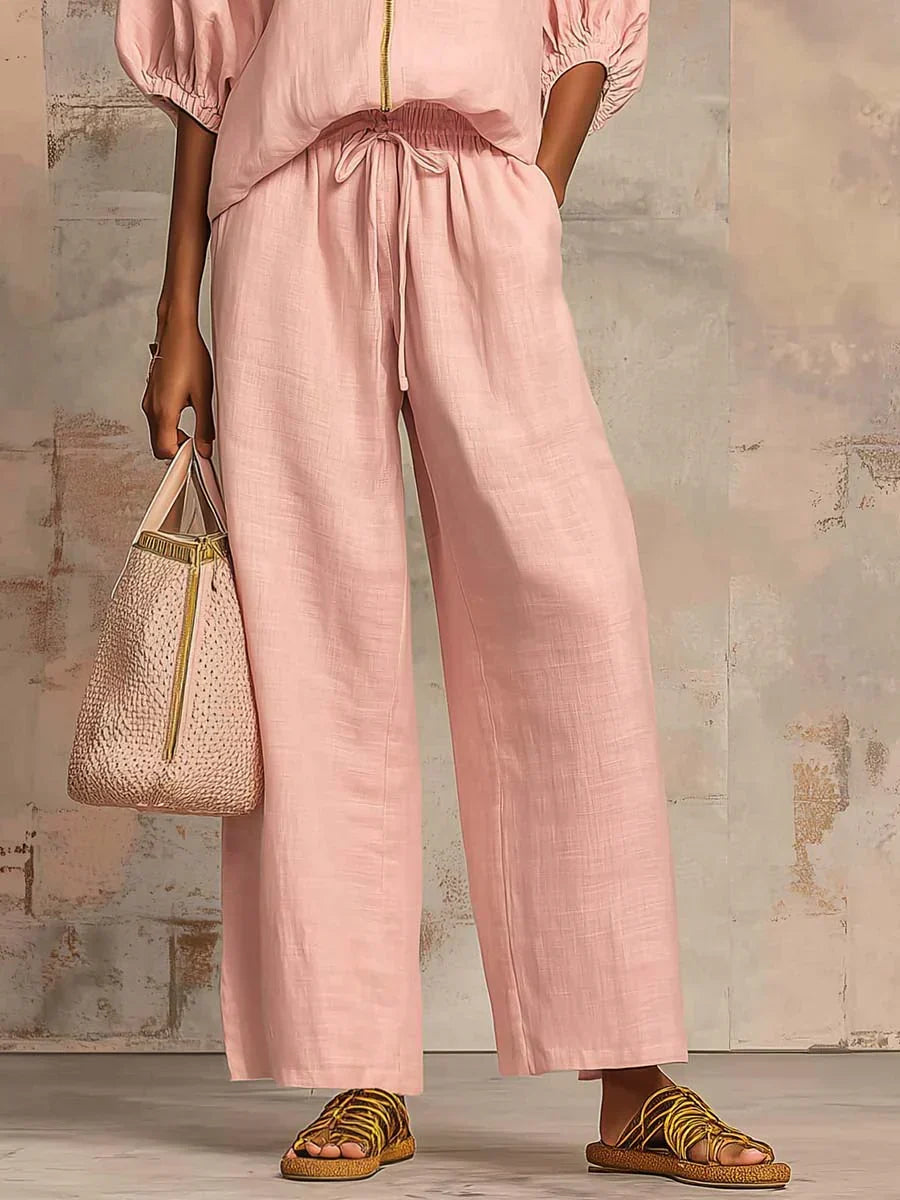 Alba | Relaxed Button-Up Shirt and Coordinated Wide-Leg Pants