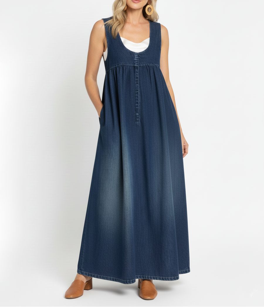 Avery - Relaxed Sleeveless Denim Maxi Dress