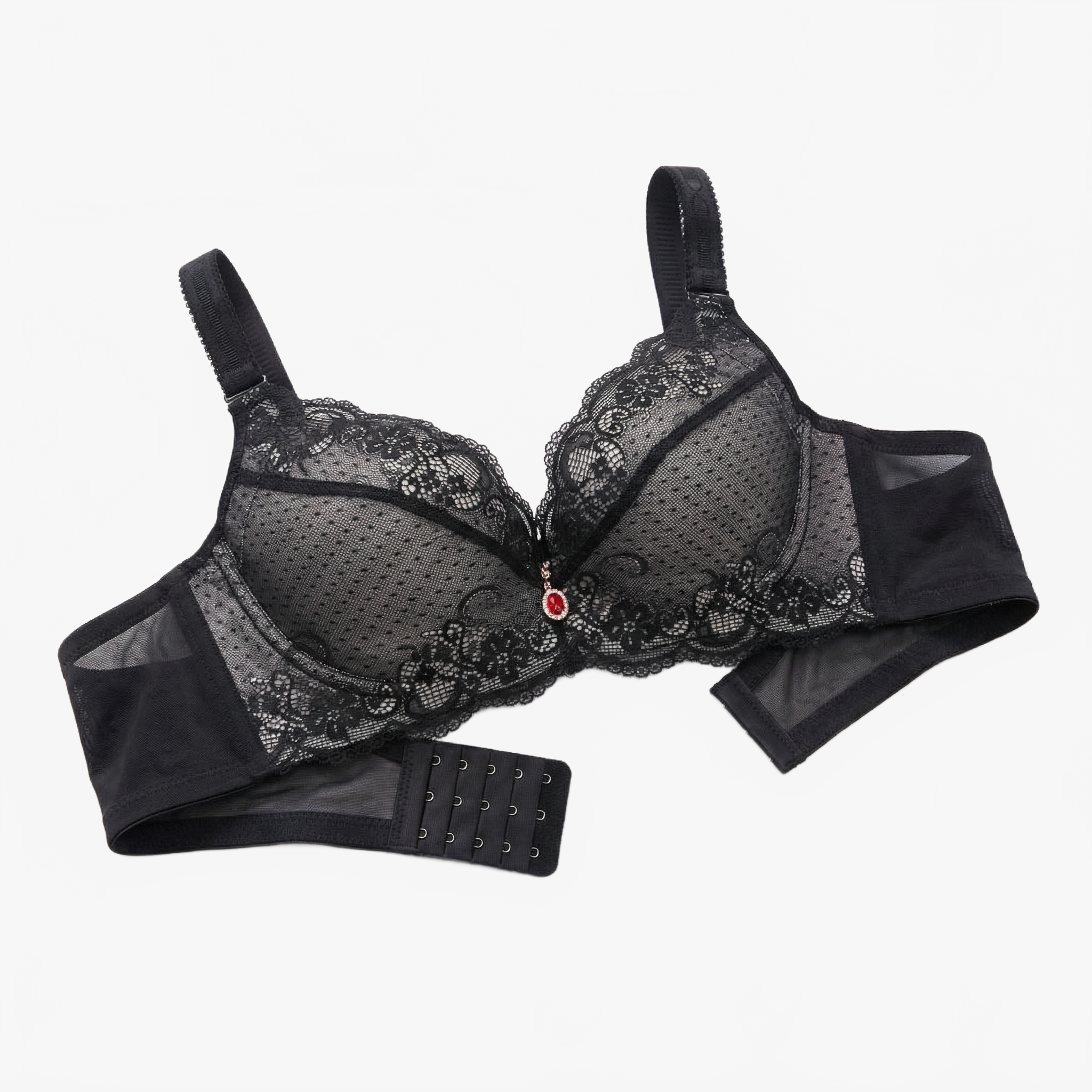Florelle – Women's Lace Push-Up Bra with Side Smoothing Wings