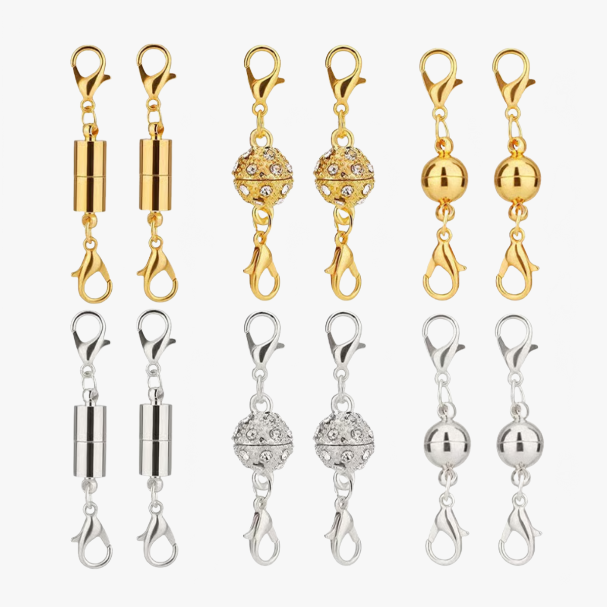Claspella - Magnetic Necklace Clasp Connectors, 12 Pcs