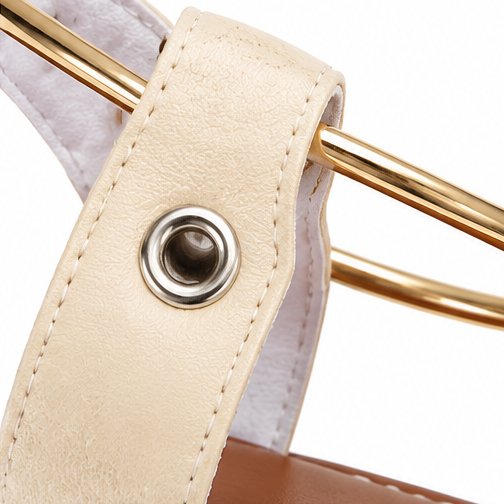 Lunabow – Bow Flat Sandals with Pearl Ankle Cuff