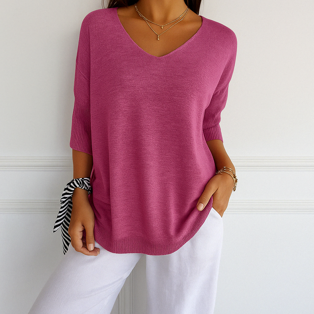 Clara | Women V Neck Short Sleeve Sweater