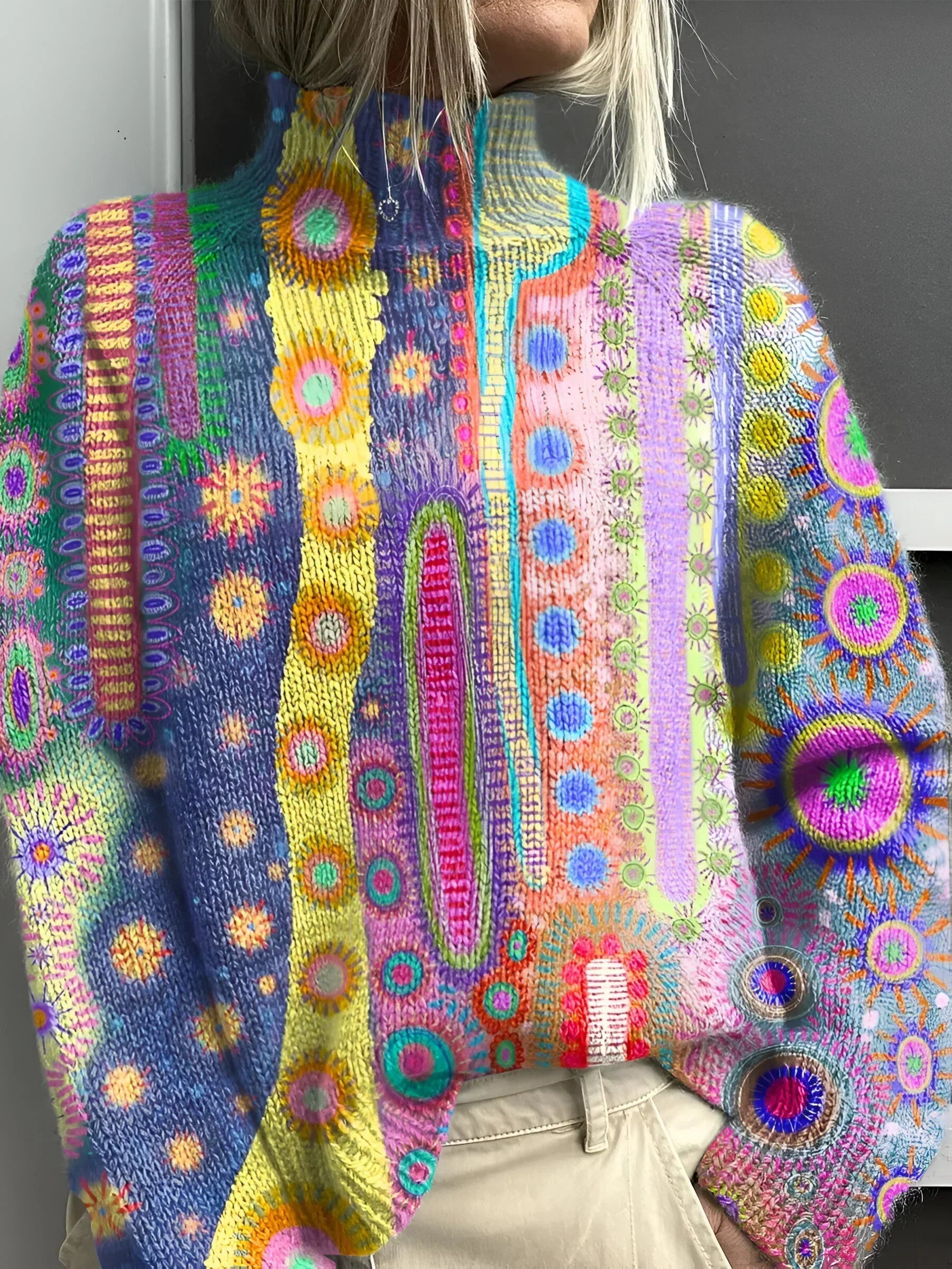 Daphne™ | Colorful and Cheerful High Neck Sweater