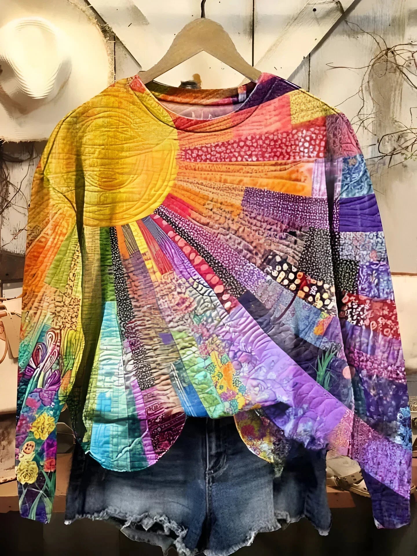 Quirine™ | Colorful Sun Collage Hoodie