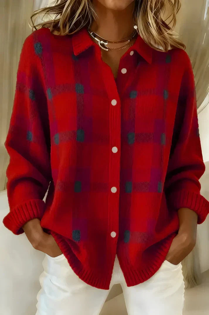 GISÈLE – SOFT CHECKED KNIT BLOUSE