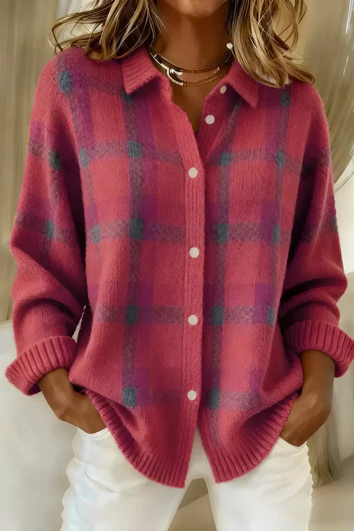 GISÈLE – SOFT CHECKED KNIT BLOUSE