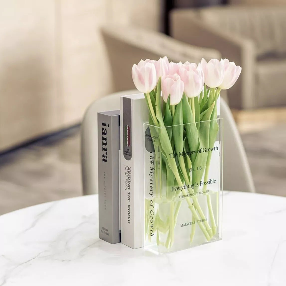 Florenza - Book-Shaped Acrylic Vase for Home Decor