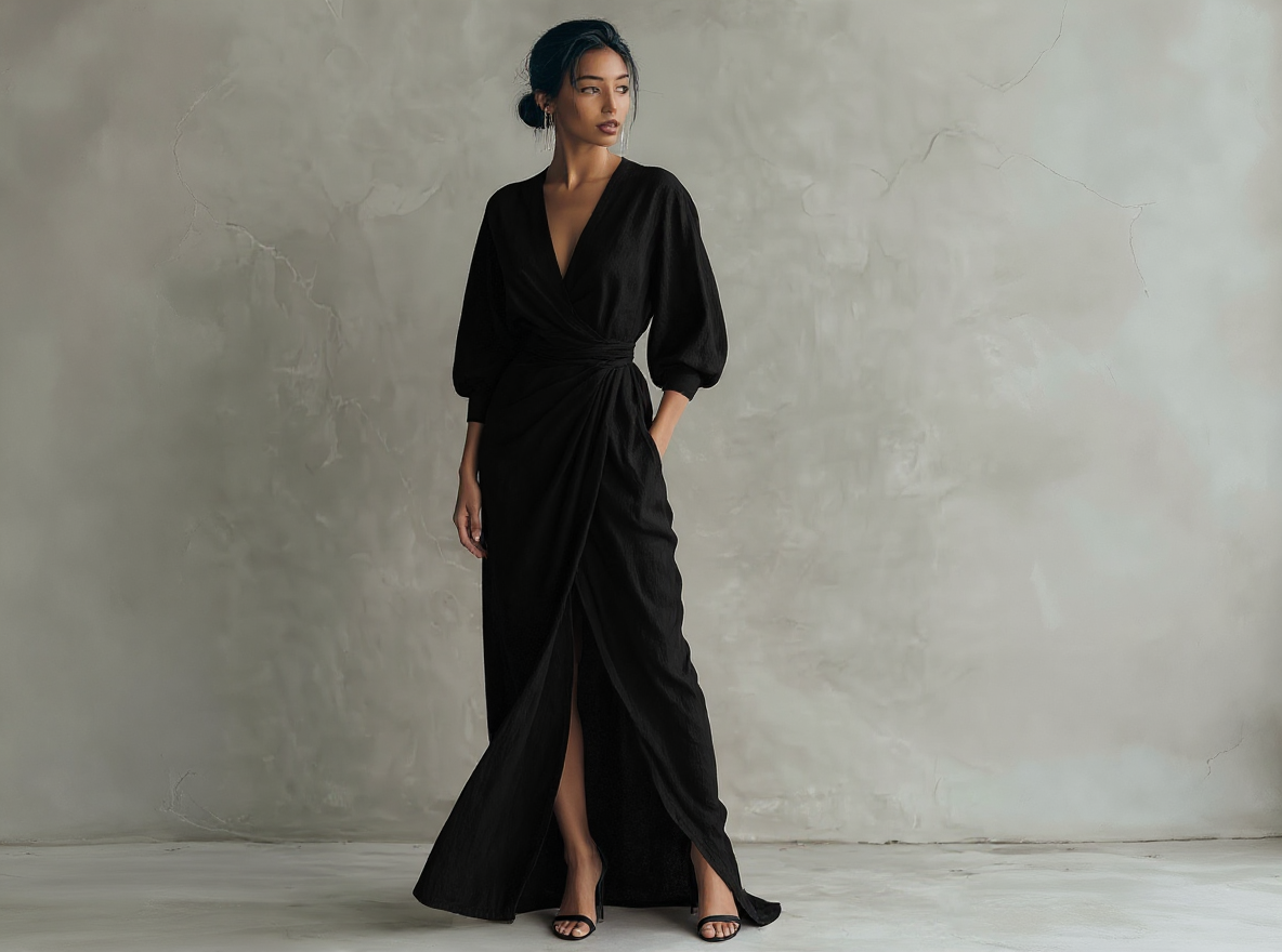 Yulia™ | Minimalistic Pink Maxi Dress with V-Neck