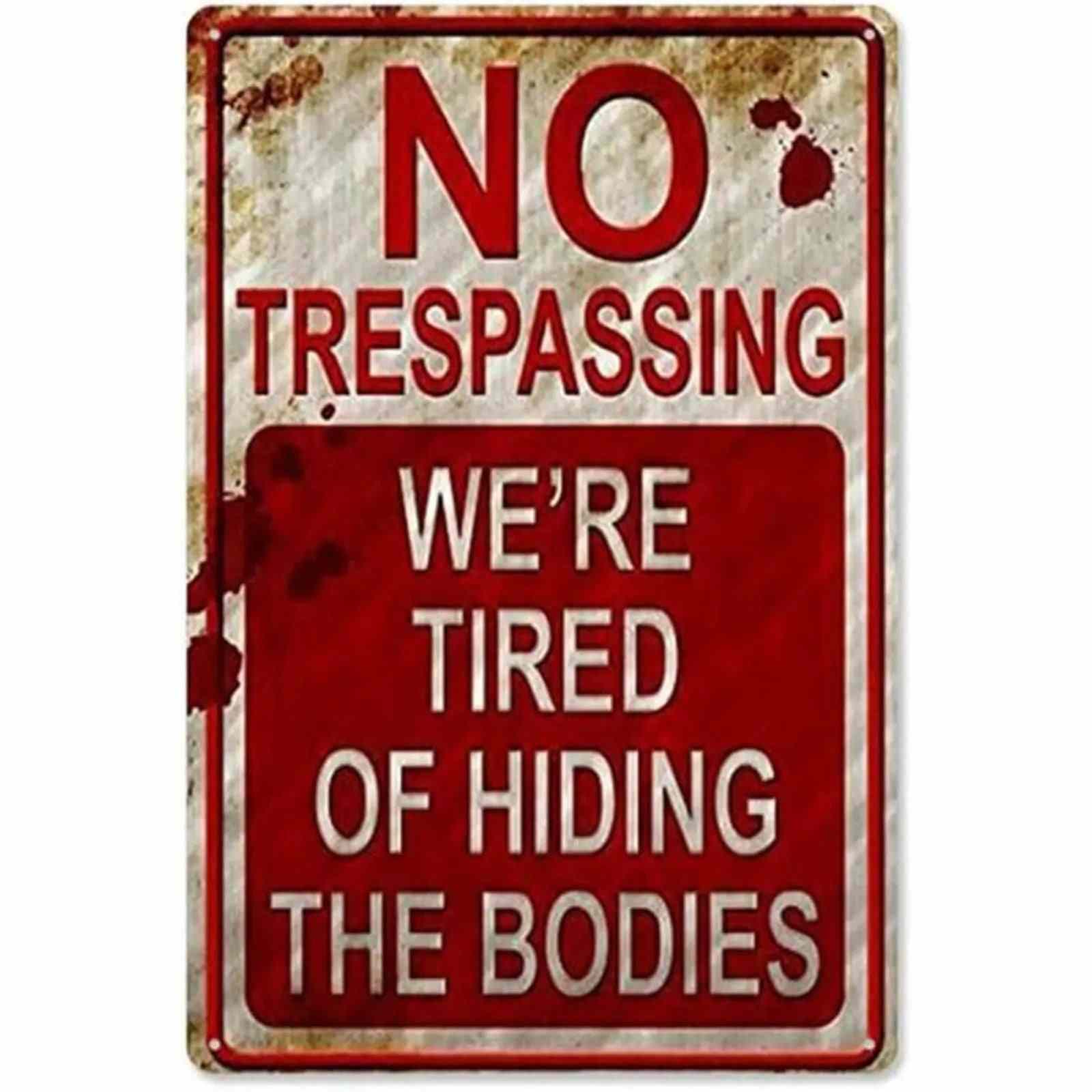 Hollerwood – Rustic No Trespassing Tin Sign for Porch Garage Garden