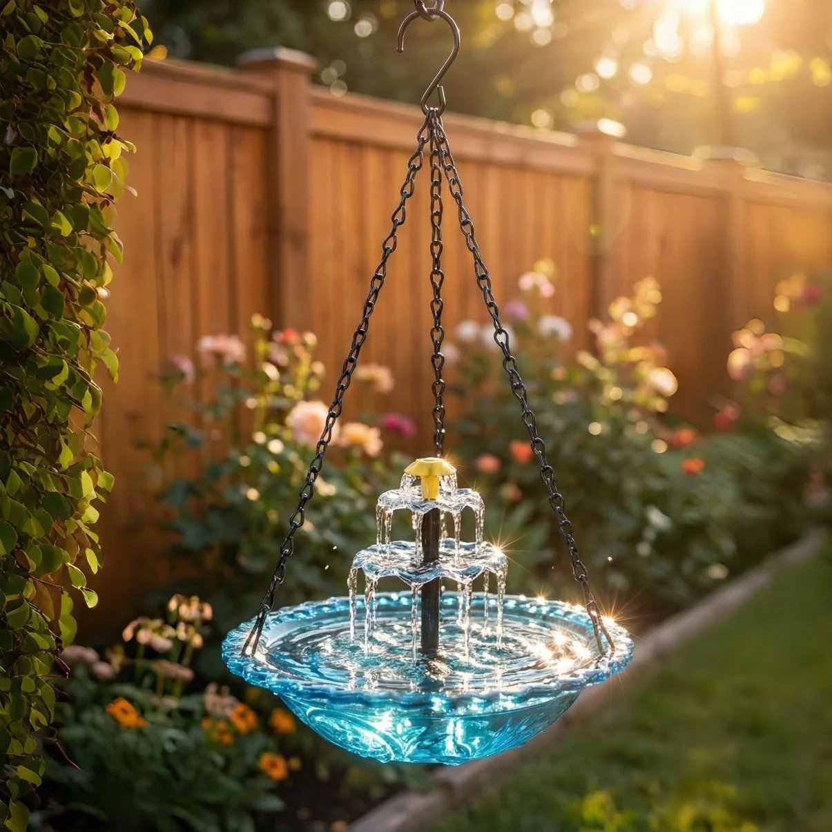 Avelora – Solar Hanging Bird Bath Fountain with Two-Tier Cascade