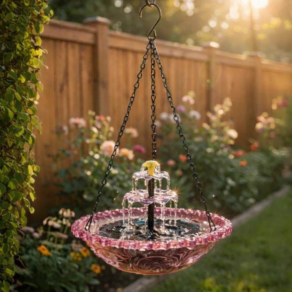 Avelora – Solar Hanging Bird Bath Fountain with Two-Tier Cascade