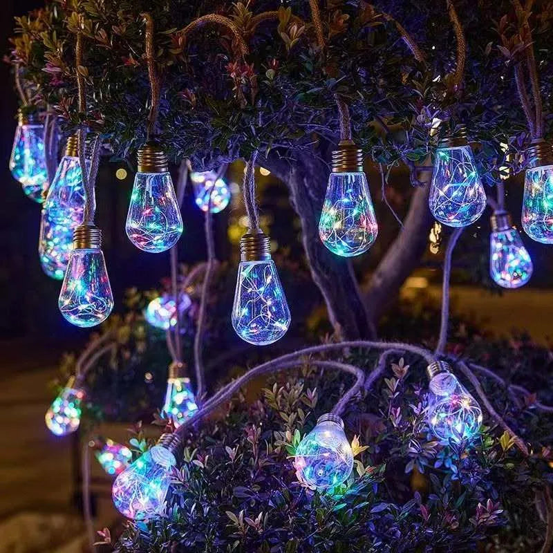 Glowvine – Solar Hemp Rope String Lights with Vintage LED Bulbs