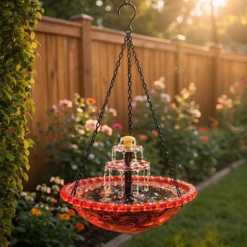 Avelora – Solar Hanging Bird Bath Fountain with Two-Tier Cascade