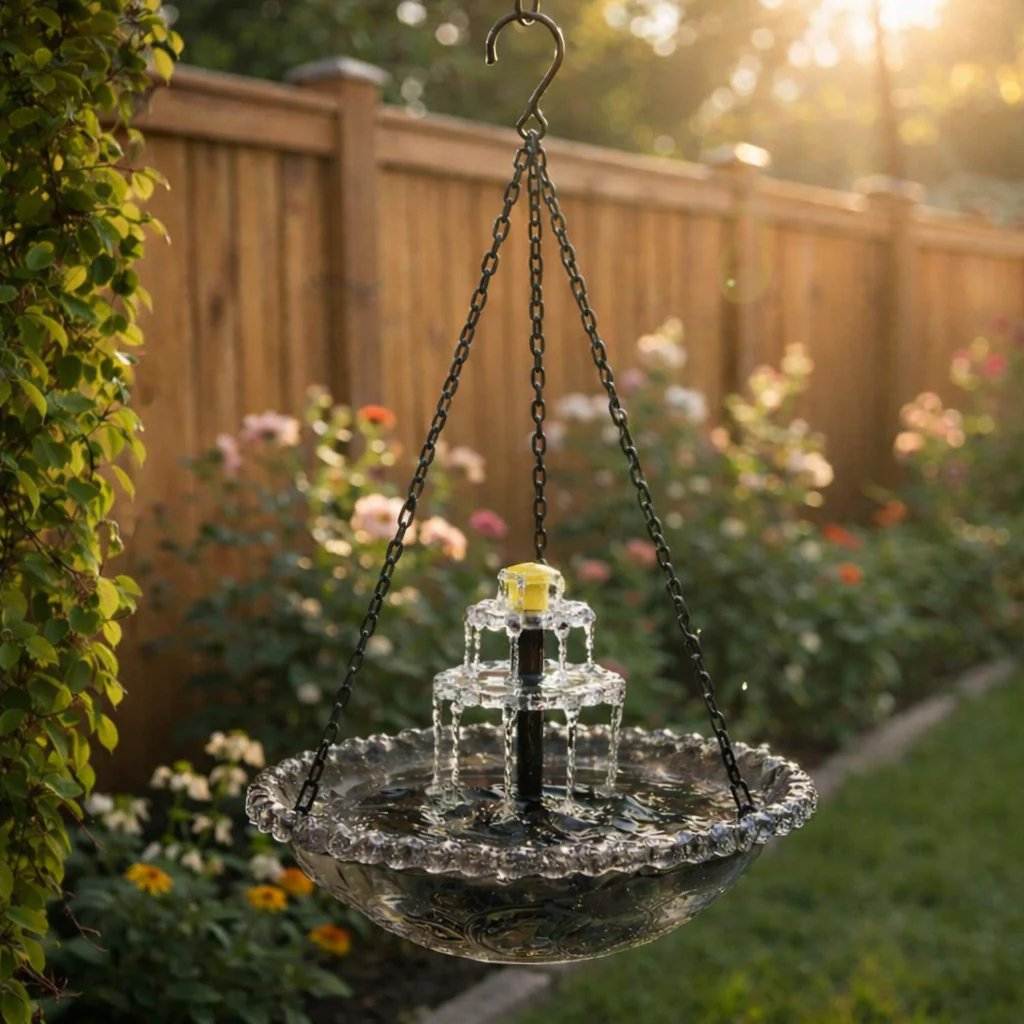 Avelora – Solar Hanging Bird Bath Fountain with Two-Tier Cascade