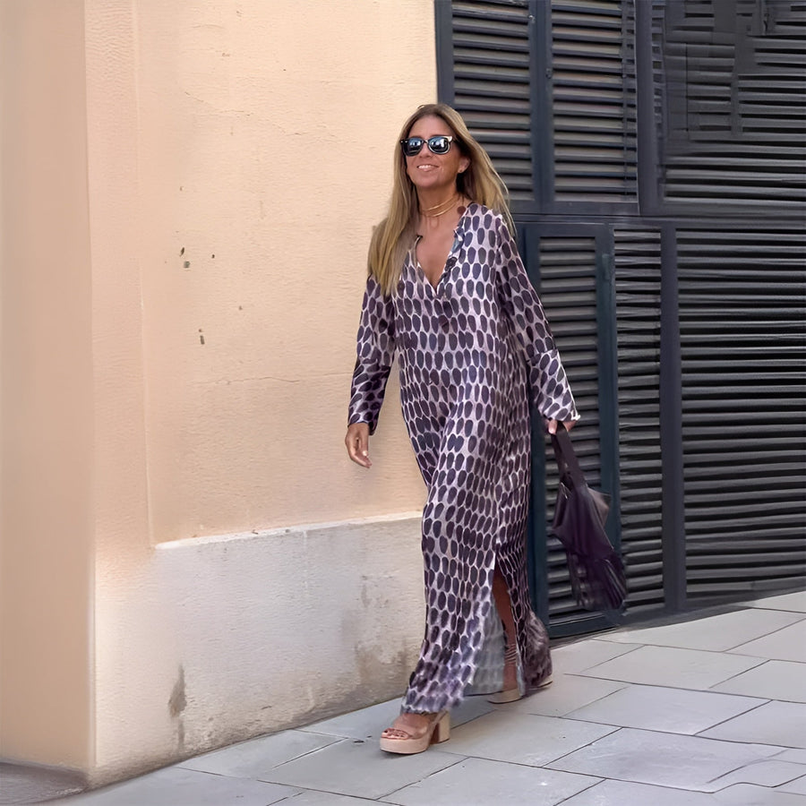 Elizabeth | Women’s Boho Printed Long Sleeve Maxi Dress