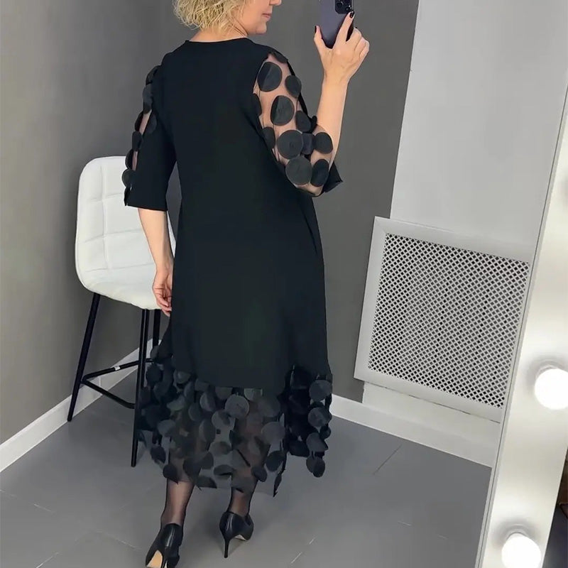 Demi | Flared Midi Dress with Polka Dot Decor