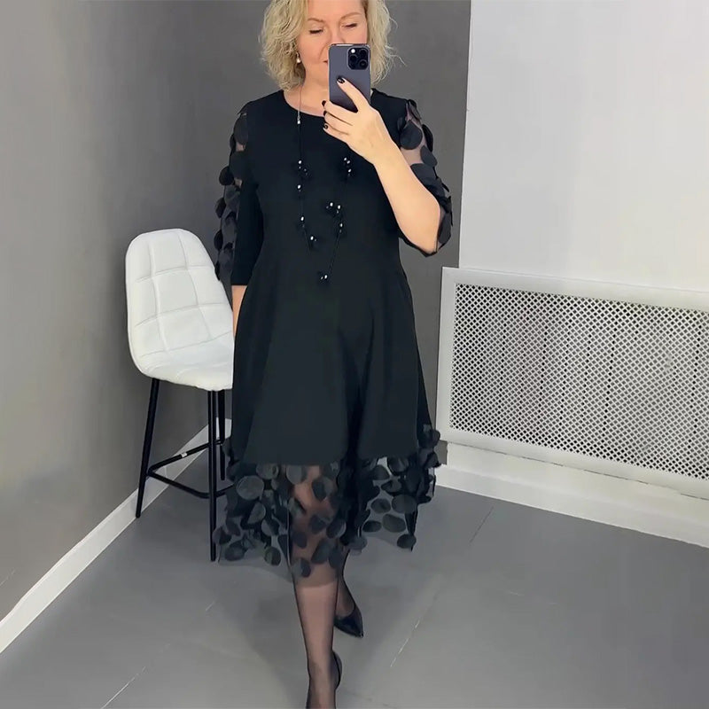 Demi | Flared Midi Dress with Polka Dot Decor