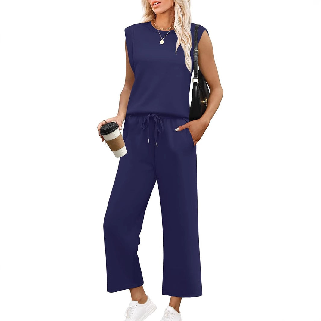 AVALINA – CASUAL SLEEVELESS TOP & WIDE CROPPED PANTS