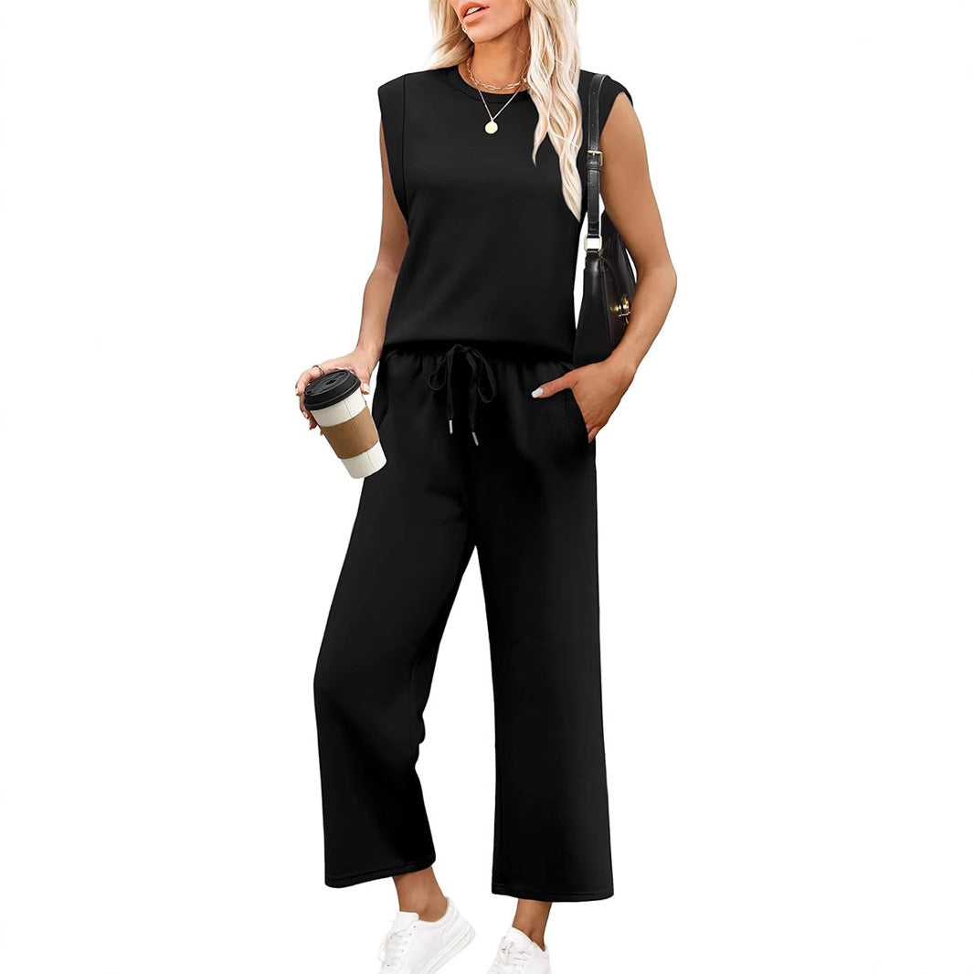 AVALINA – CASUAL SLEEVELESS TOP & WIDE CROPPED PANTS