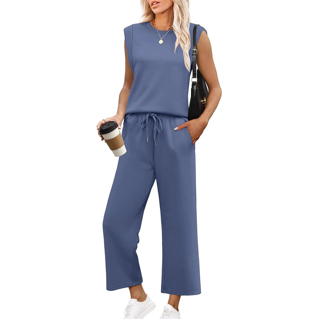 AVALINA – CASUAL SLEEVELESS TOP & WIDE CROPPED PANTS