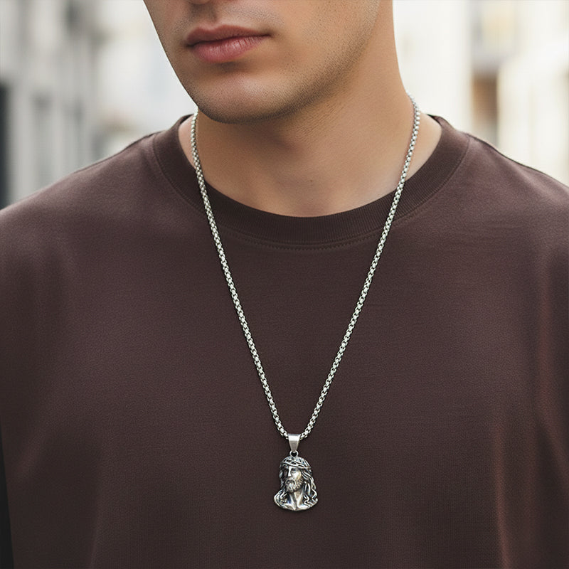 Faithly - Elegant Jesus Pendant Necklace, Gold or Silver