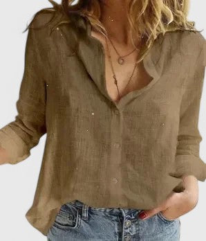 Faith | Women’s Linen V Neck Button Blouse