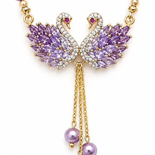 Lunabelle – Twin-Swan Pearl Tassel Necklace