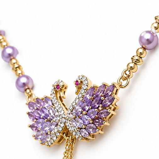 Lunabelle – Twin-Swan Pearl Tassel Necklace