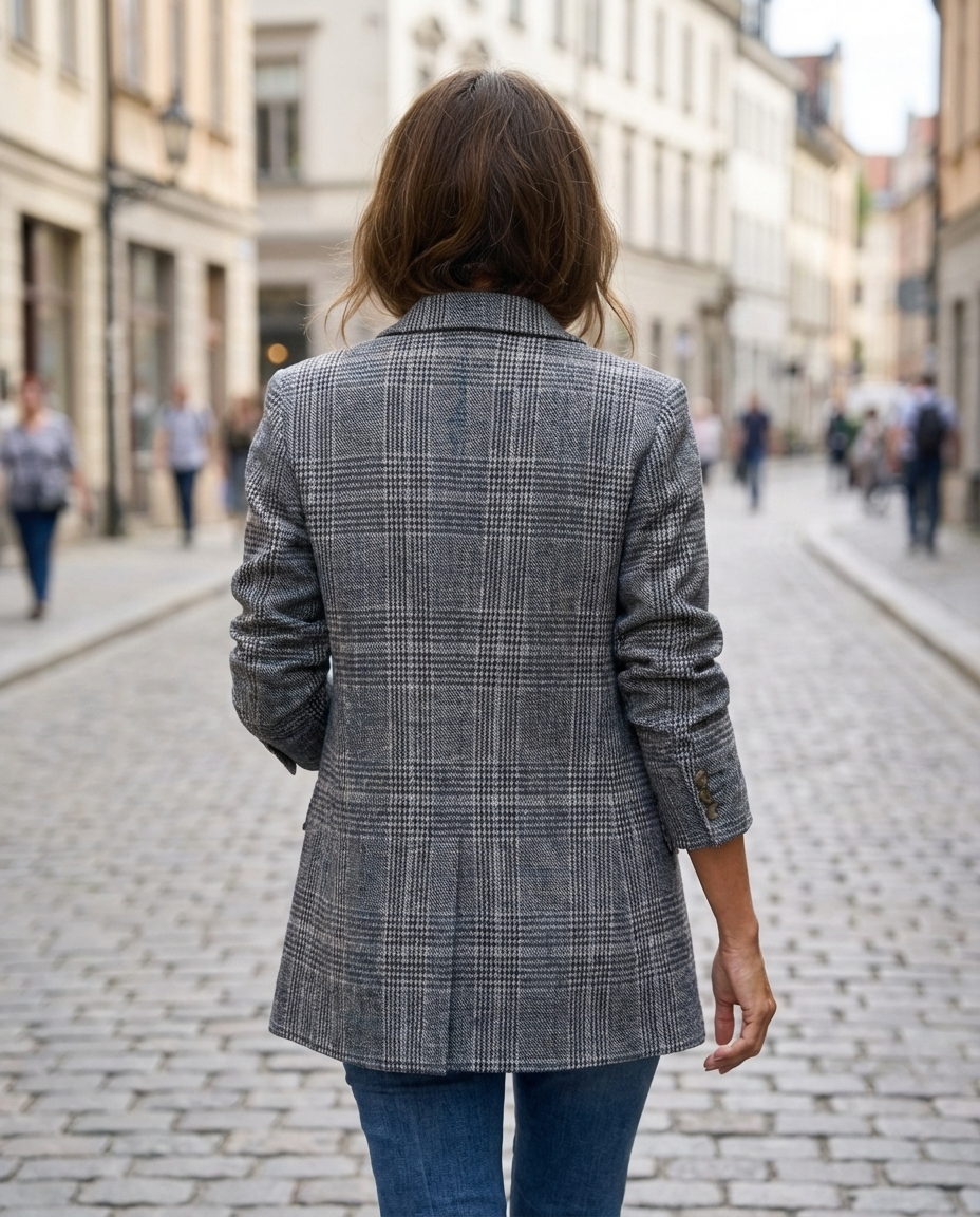 Alicja™ | Tailored Grey Check Blazer